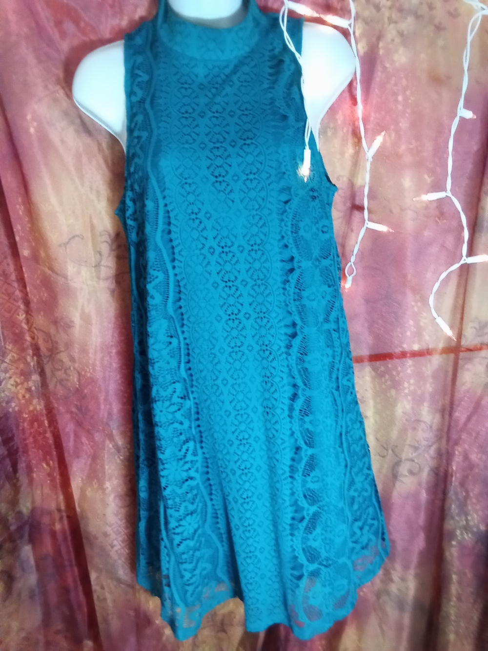 City Triangles Teal Lace Midi Cocktail Dress